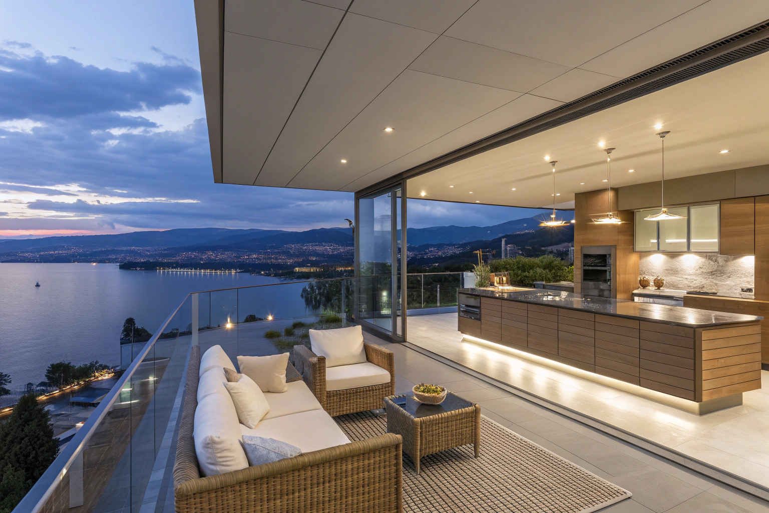 Un balcon donant sur la rive du lac léman