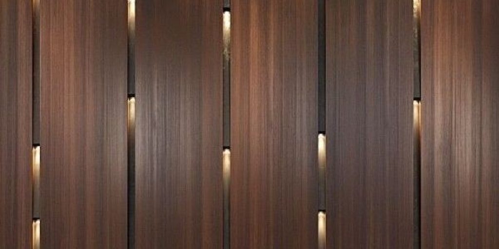 Placages muraux en bois avec luminaire